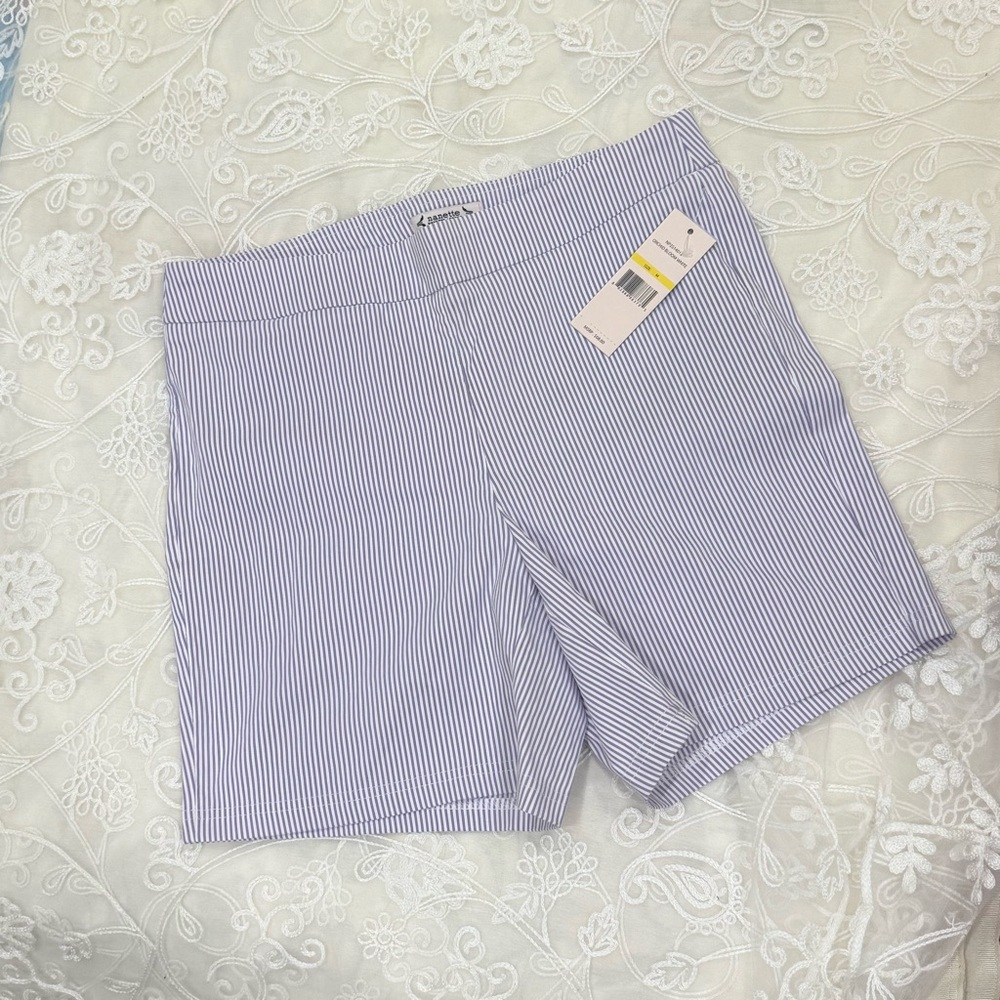 Nanette Lepore Blue/purple and White Striped Shorts Size M - Picture 4 of 9